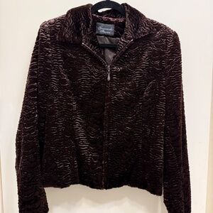 Vintage Chocolate Brown Faux Persian Lamb Fur Jacket